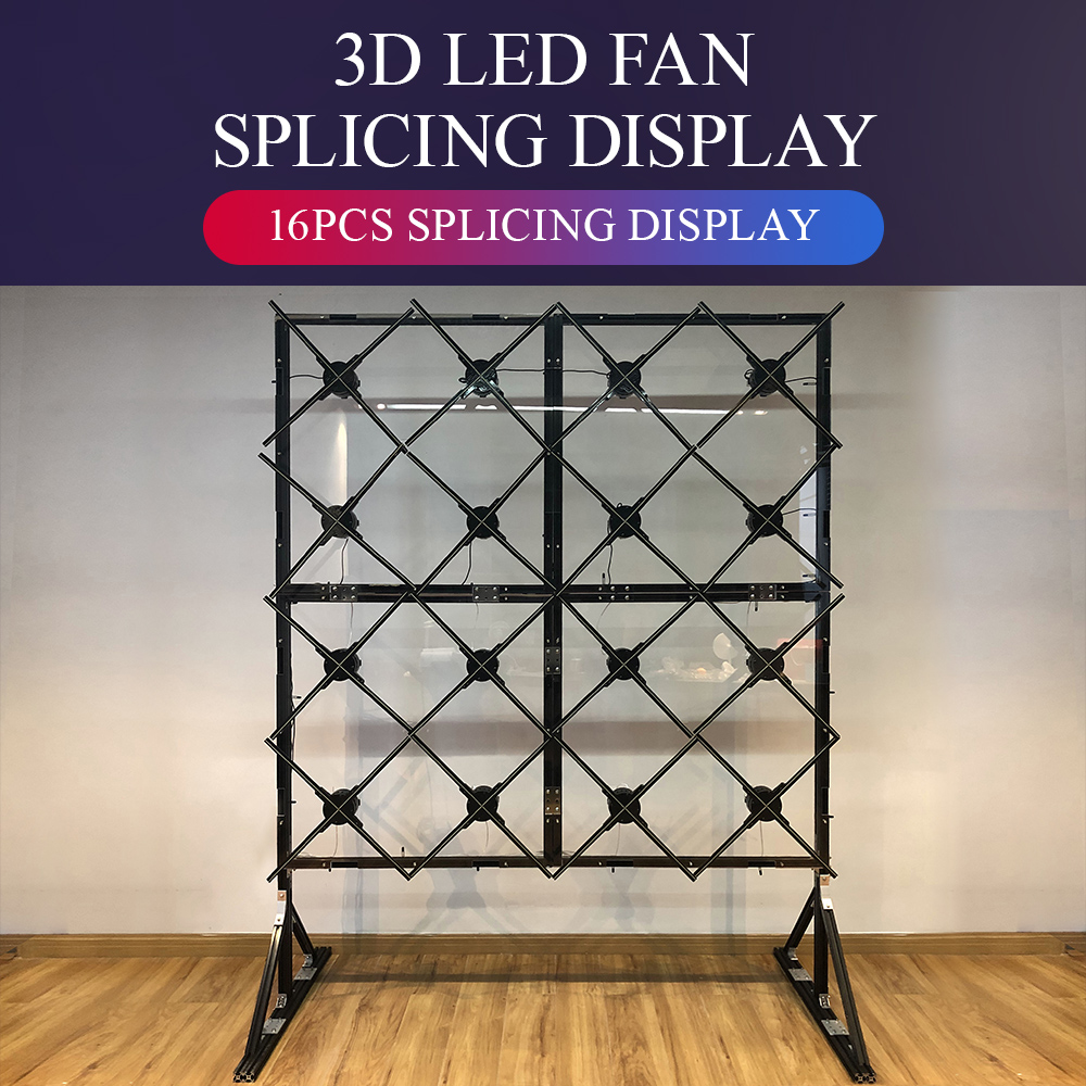 3D hologram wall with 16pcs of Z3 65cm hologram fan with toatl display size: 2x2 meters, easy install and Infinite dimension